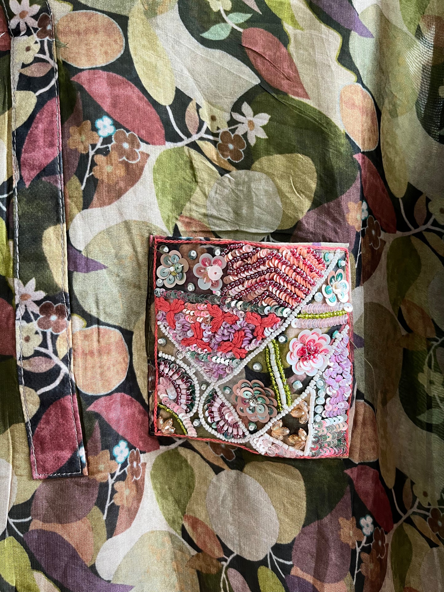 Floral organza handwork coordset