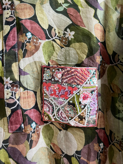 Floral organza handwork coordset