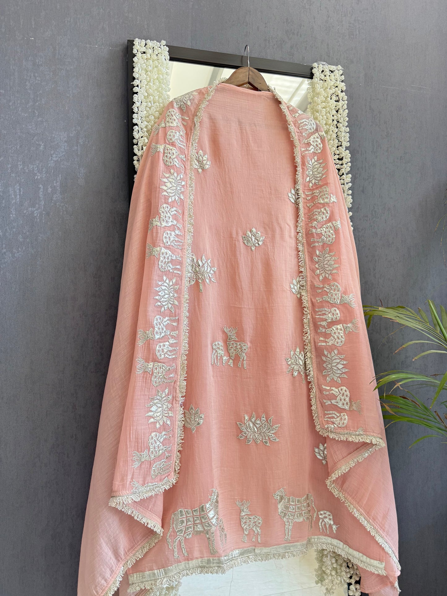 Luxurious Mul chanderi gota appliqué work suit