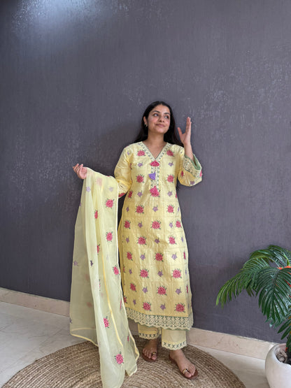 Cotton roses designer suit