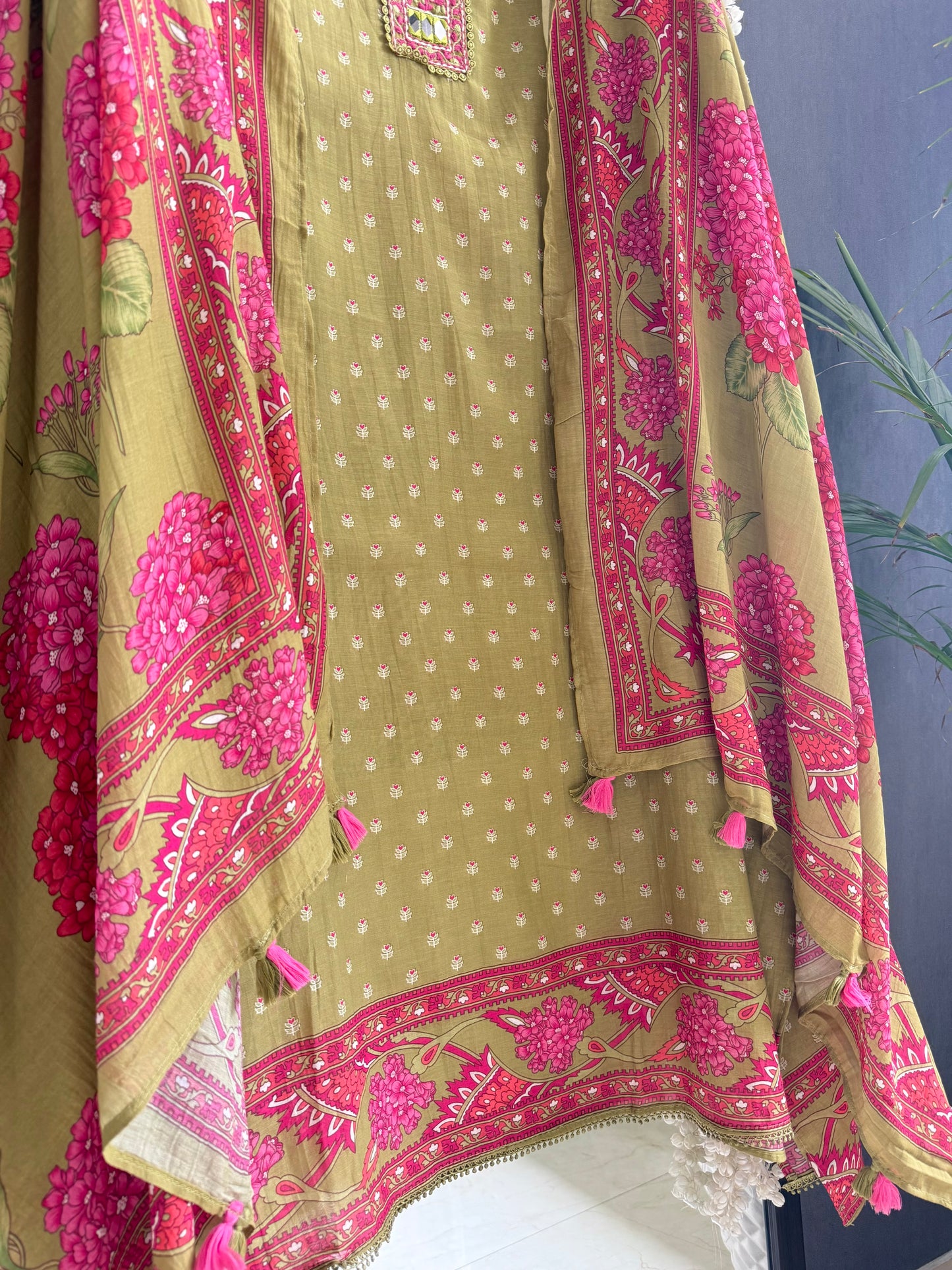 Mulmul cotton bougainvillea suit