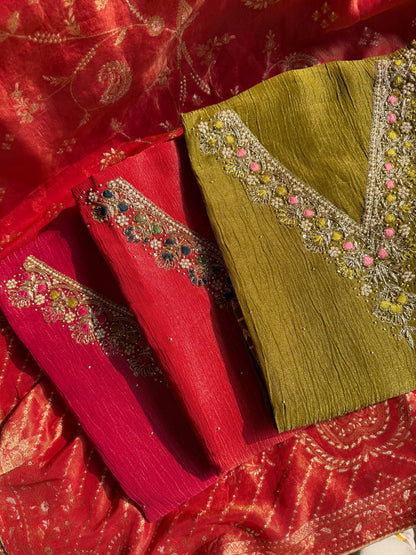 Premium Benarsi crush tissue handwork suit