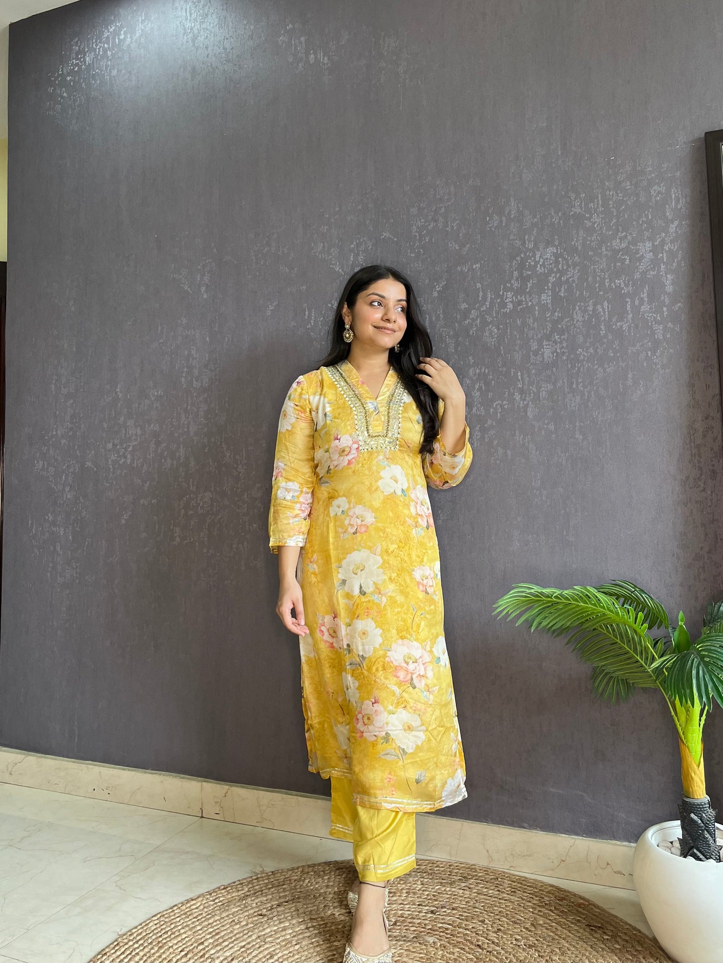 Chinon floral handwork Kurta sets