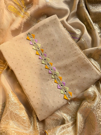 Luxurious aari work Tissue Benarsi silk suit