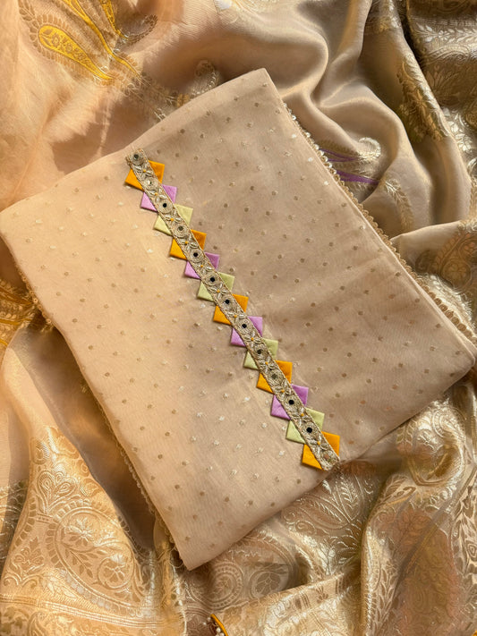 Luxurious aari work Tissue Benarsi silk suit