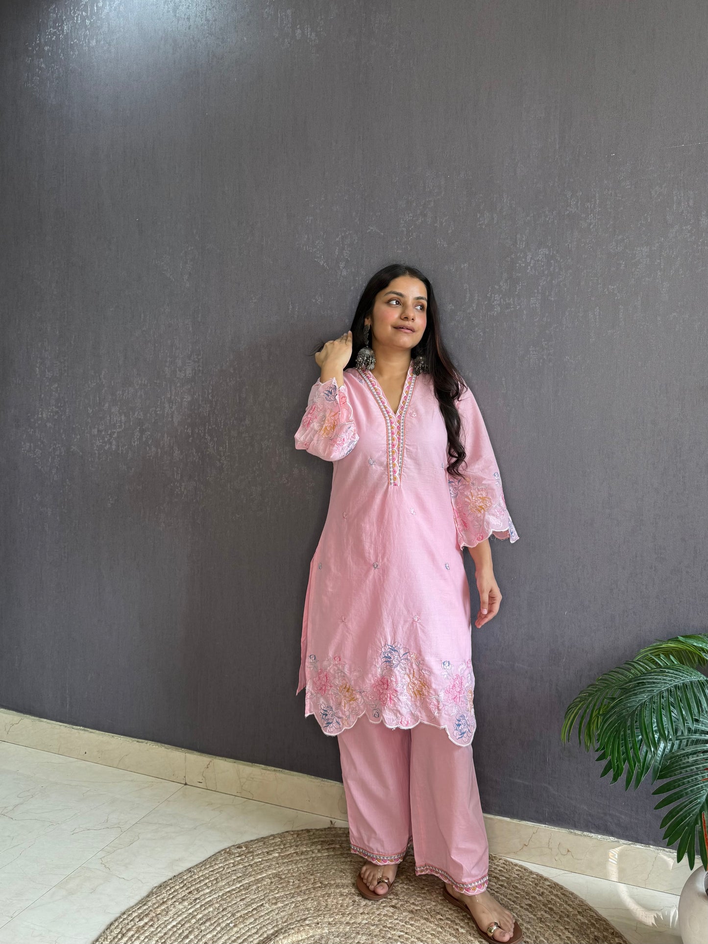 Premium cotton cutwork Coord set