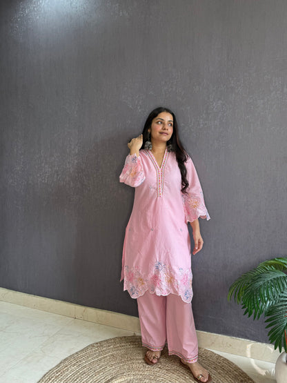 Premium cotton cutwork Coord set