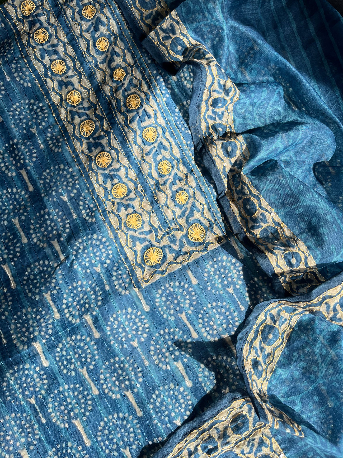 Maheshwari Kantha work Unstitched suit