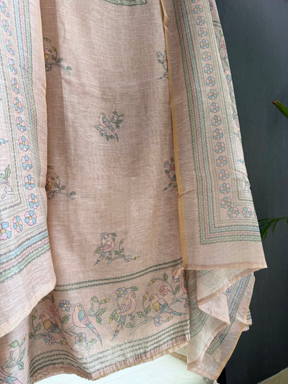 Linen handwork birds suit