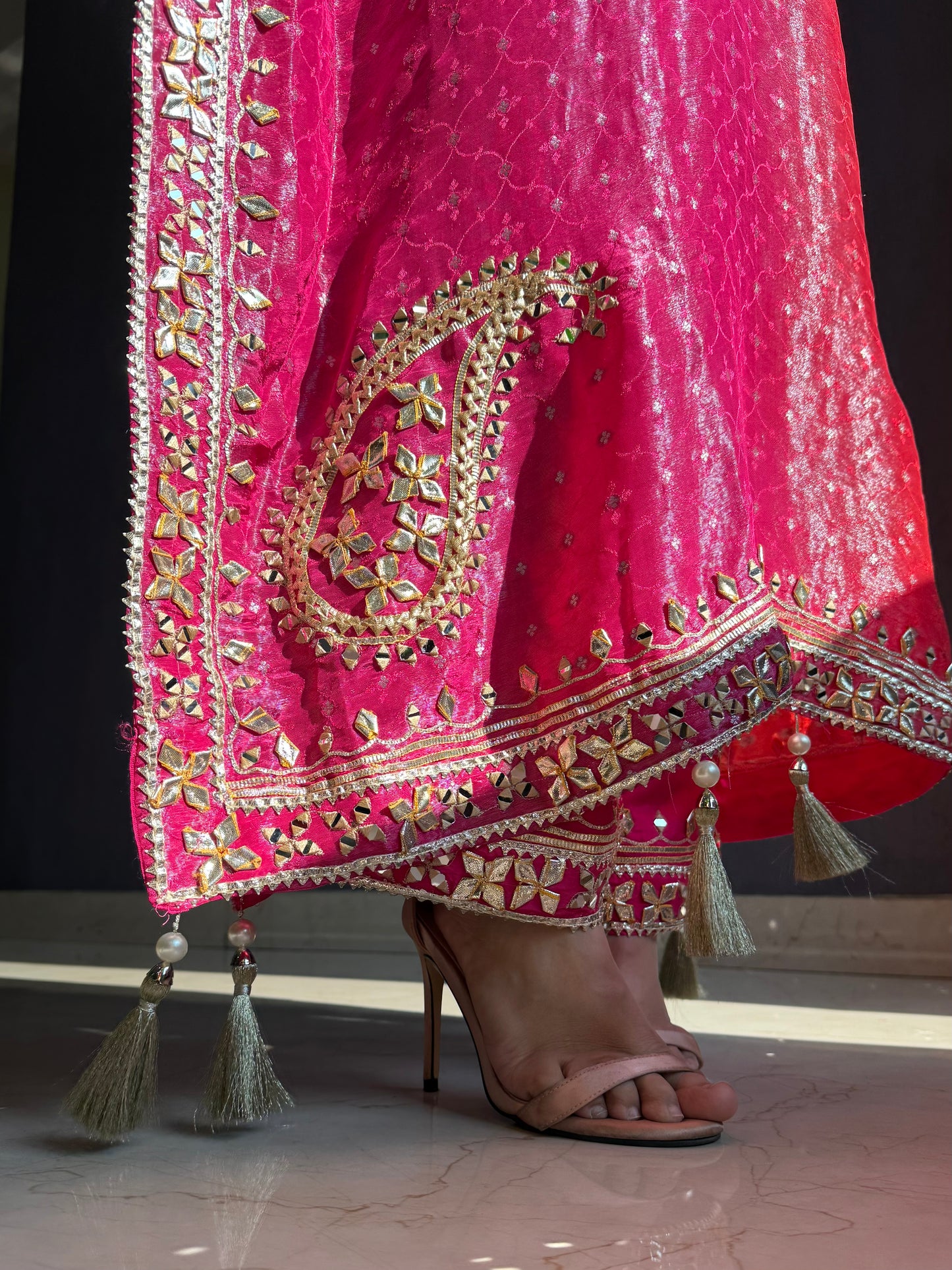 Luxurious ombré kaftan gotapatti set