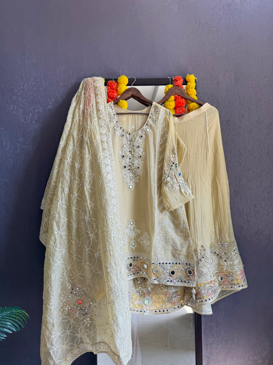 Luxurious mul cotton gotapatti sharara set