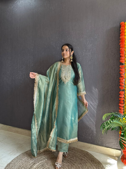 Tissue silk Handwork suit set