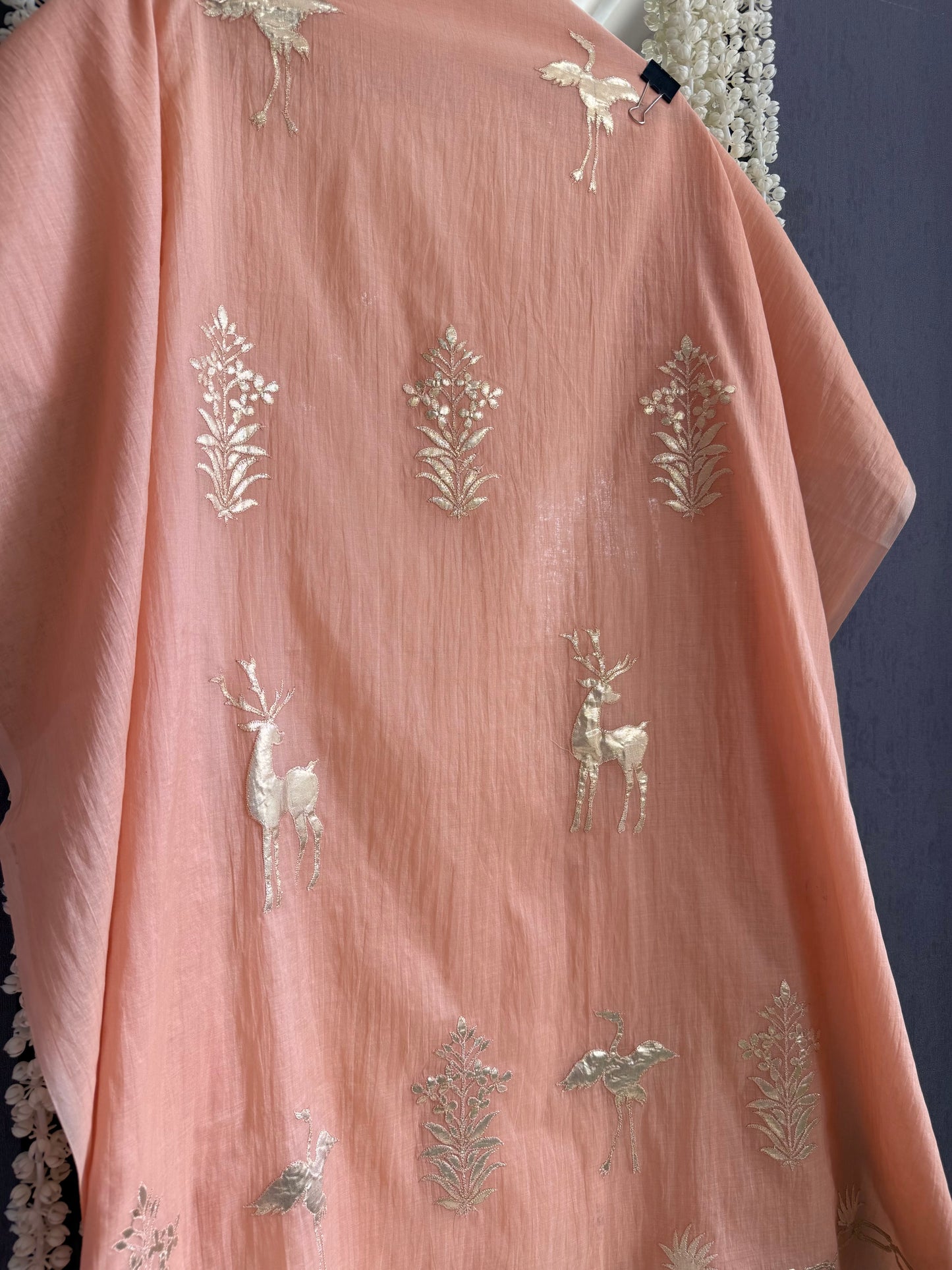 Luxurious Mul chanderi appliqué work suit