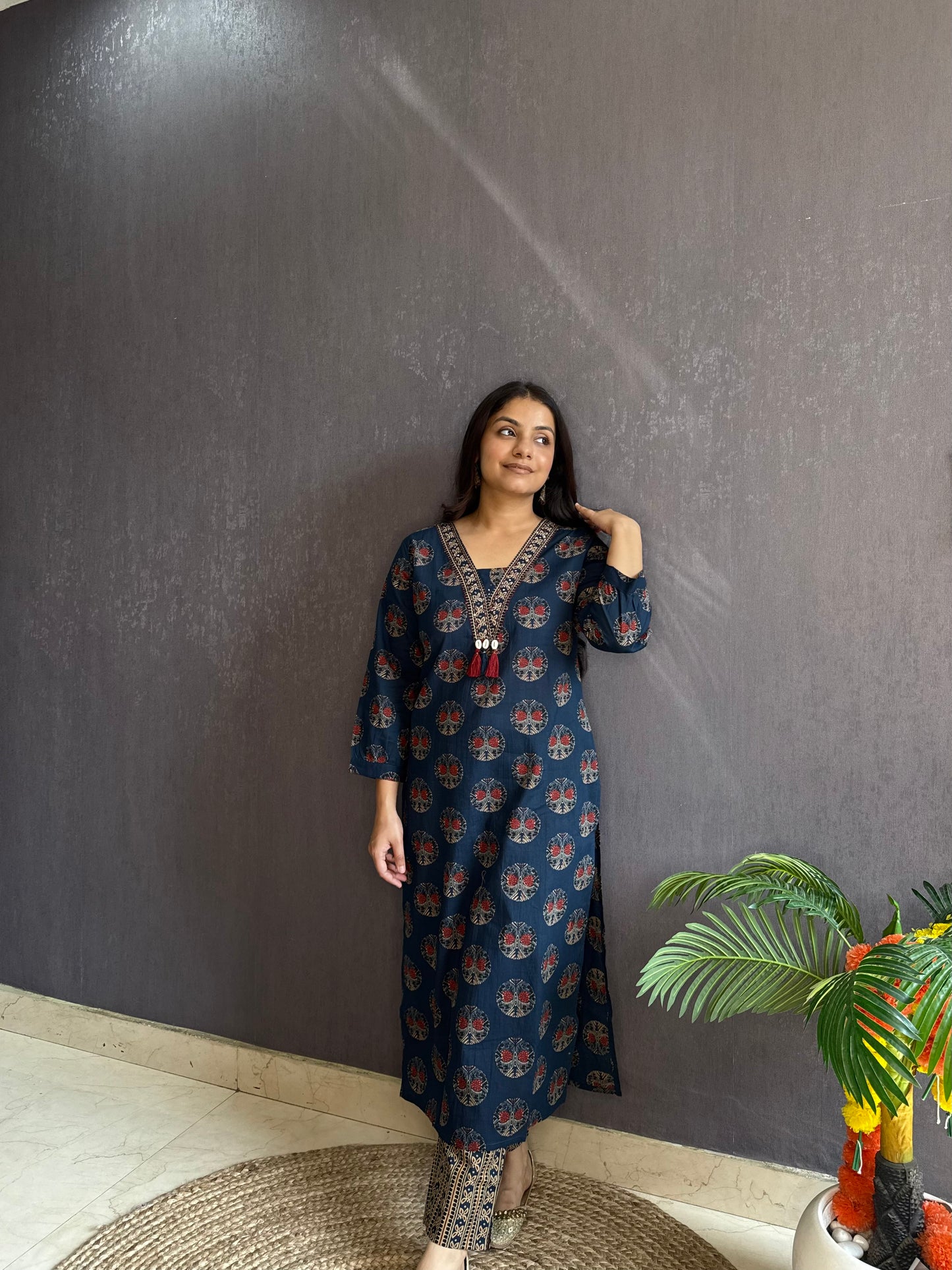 Pure cotton ajrakh print suit set