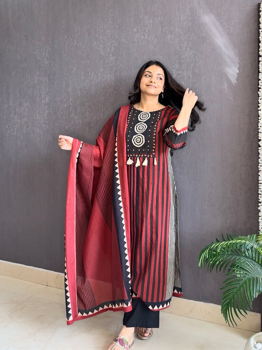 Pure cotton Ajrakh suit set