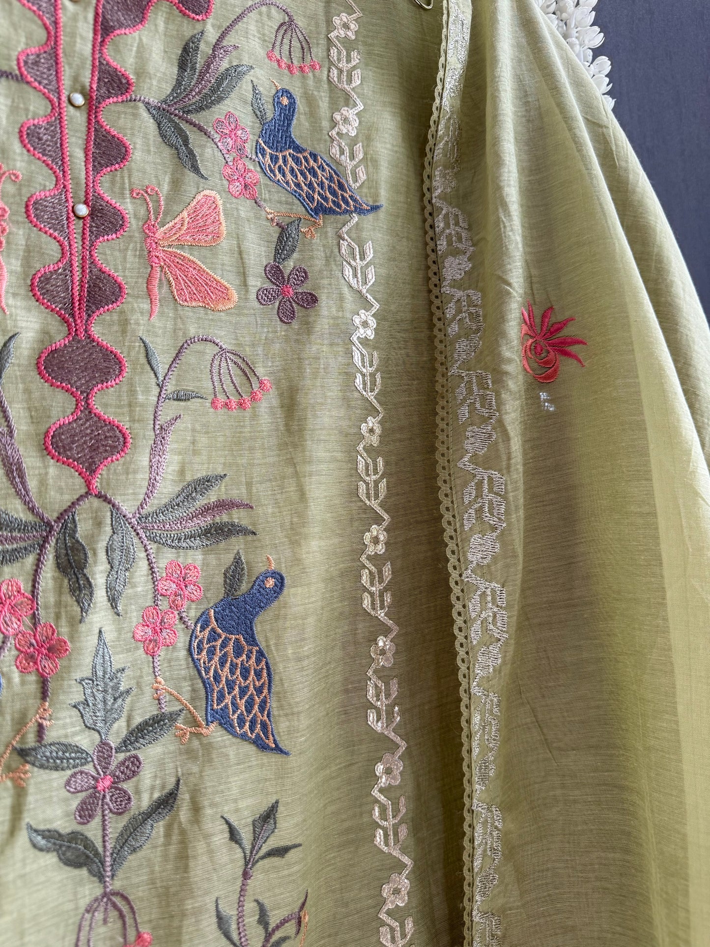 Luxurious Mul chanderi butterfly suit