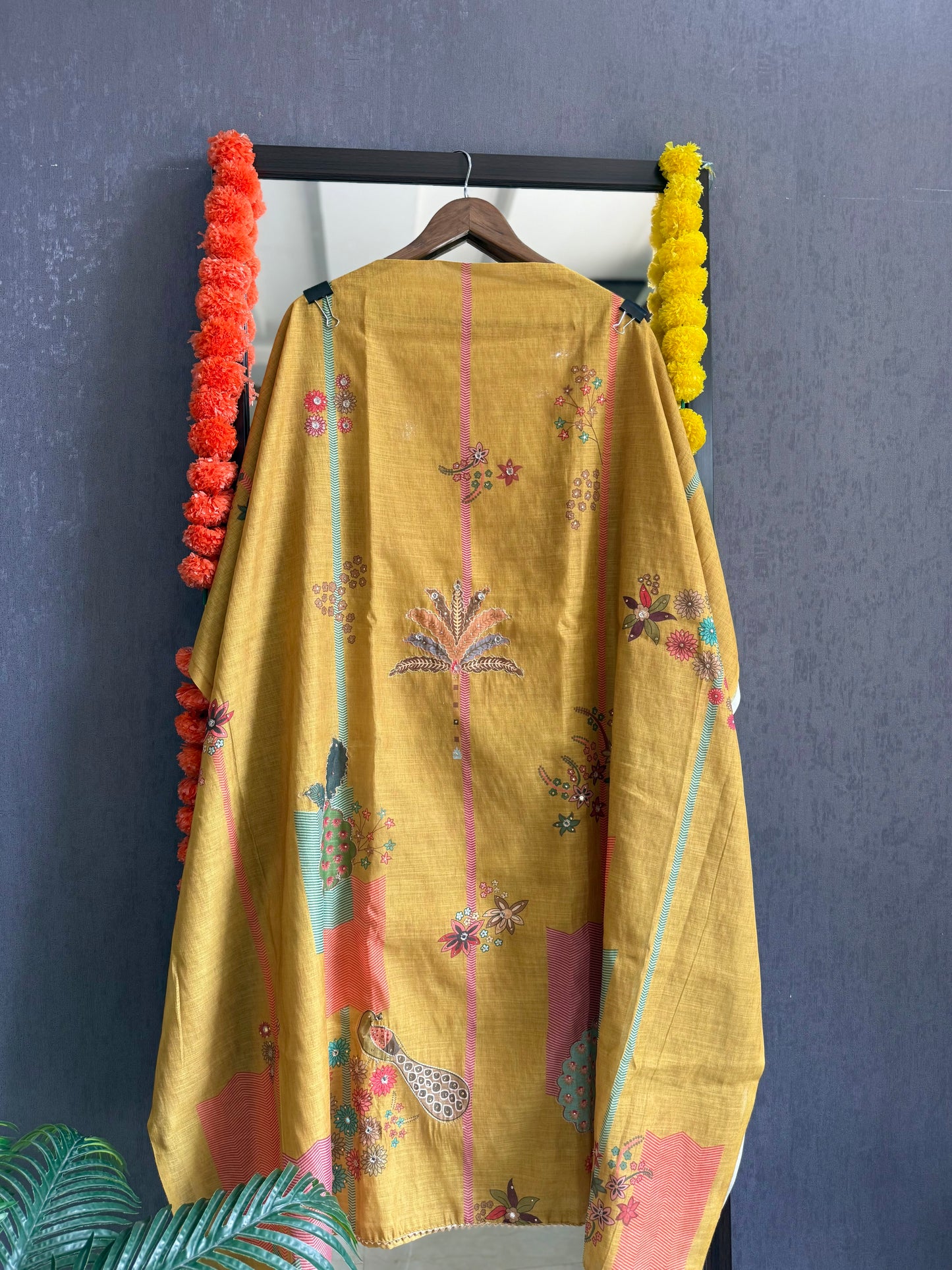 Linen peacock handwork suit