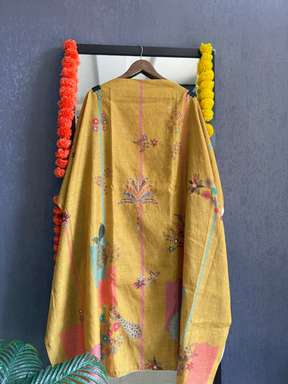 Linen peacock handwork suit