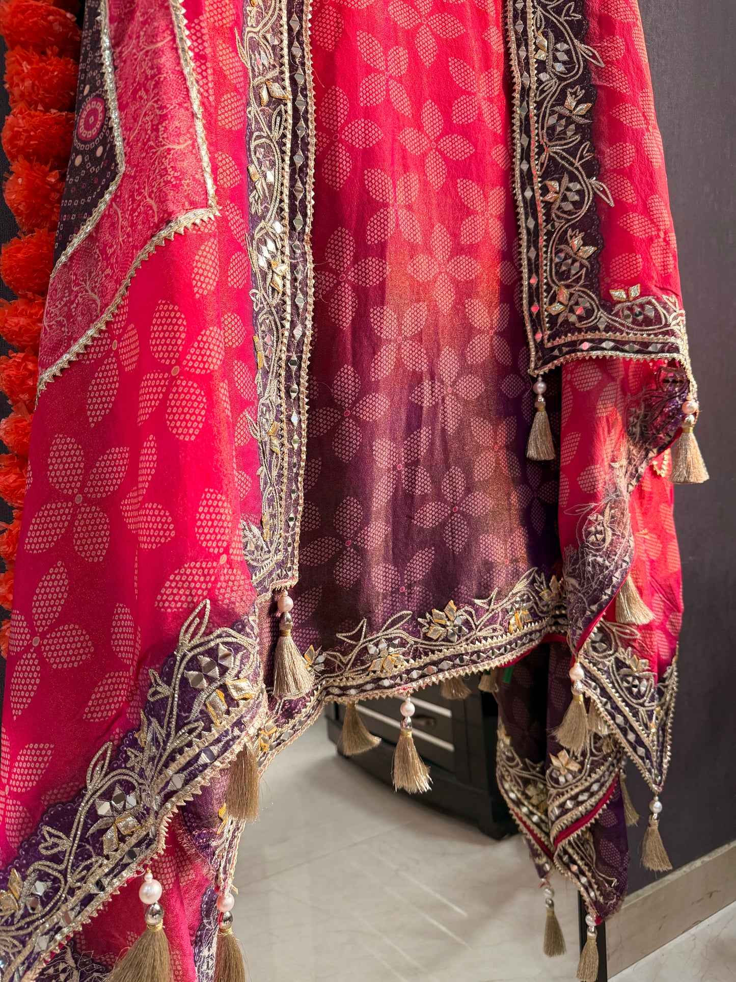 Luxurious Bhandej ombré gotapatti suits