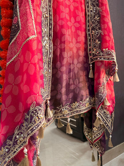 Luxurious Bhandej ombré gotapatti suits