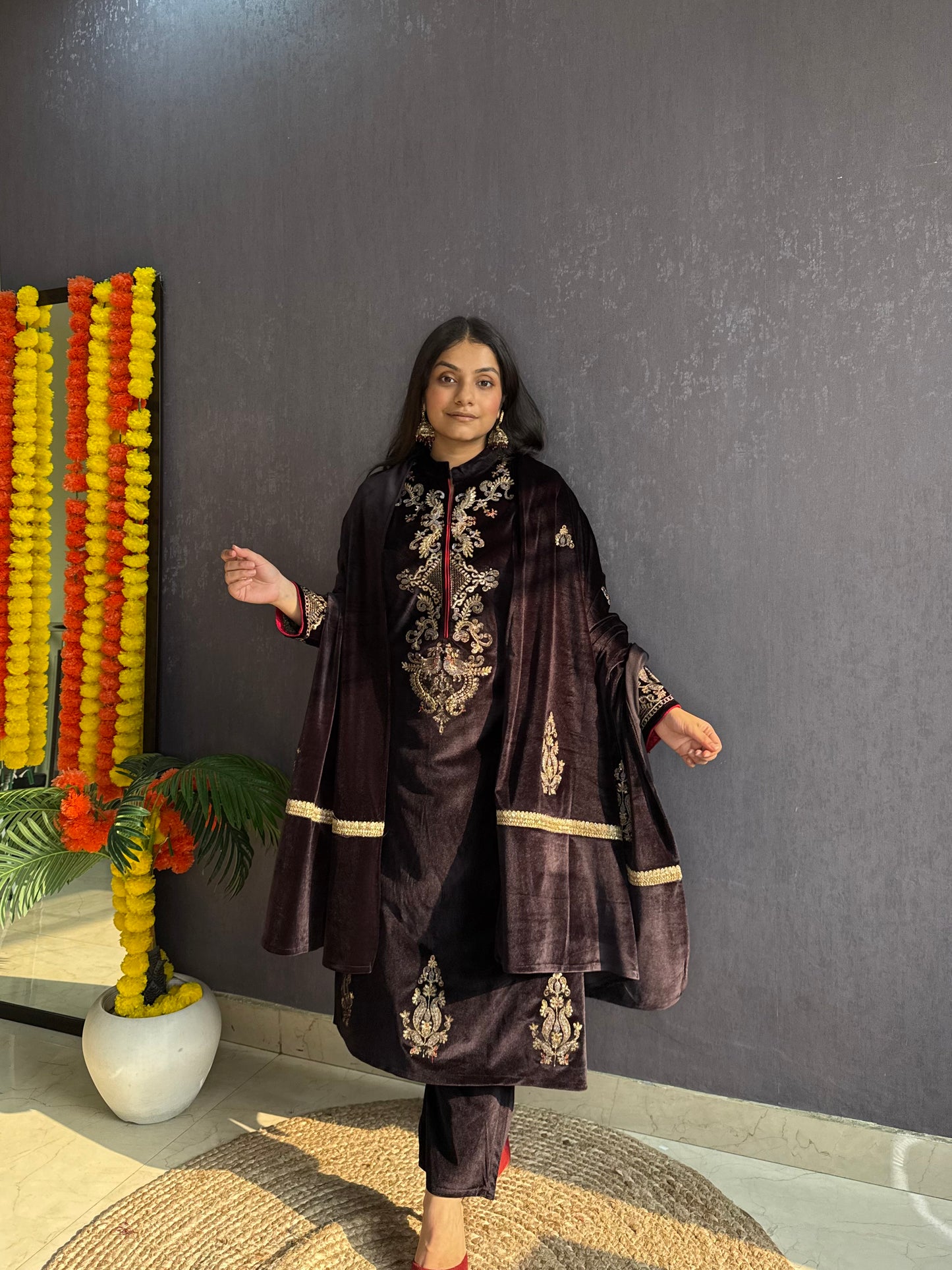 Velvet Handwork Shawl set