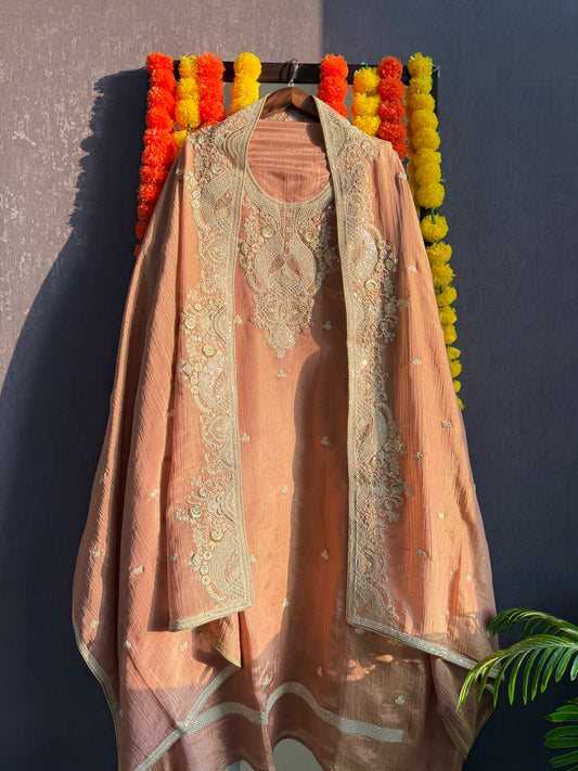 Luxurious soft Crush Tissue silk suit