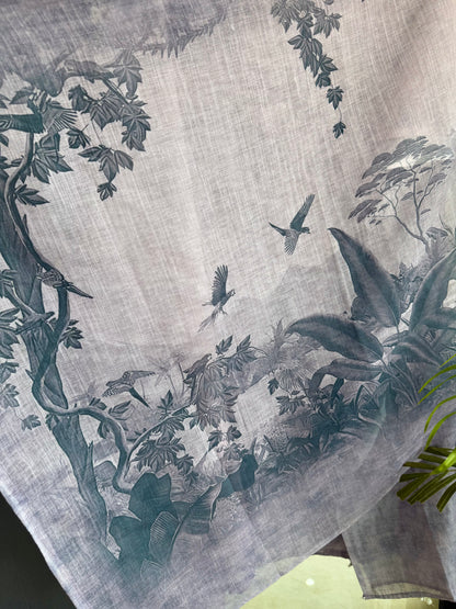 Linen flamingos handwork suit