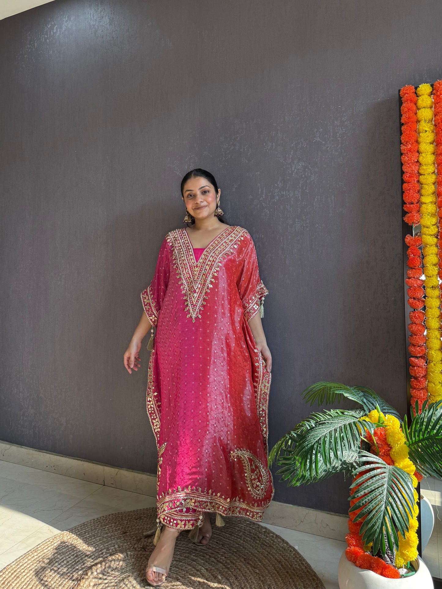 Luxurious ombré kaftan gotapatti set