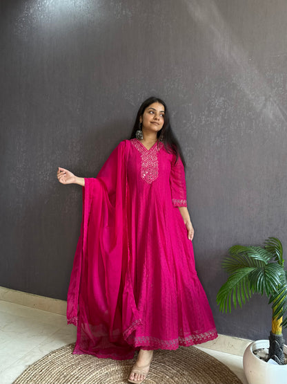 Pure cotton lace work Anarkali