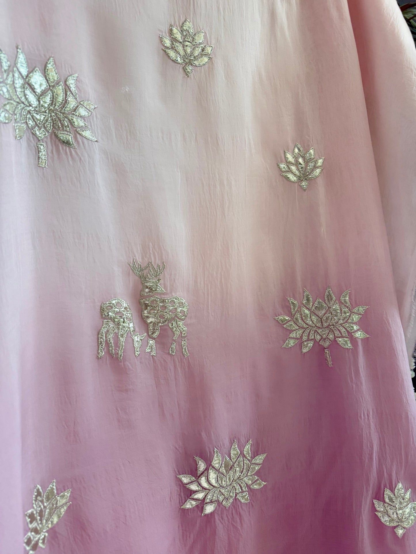 Luxurious organza gota appliqué work suit