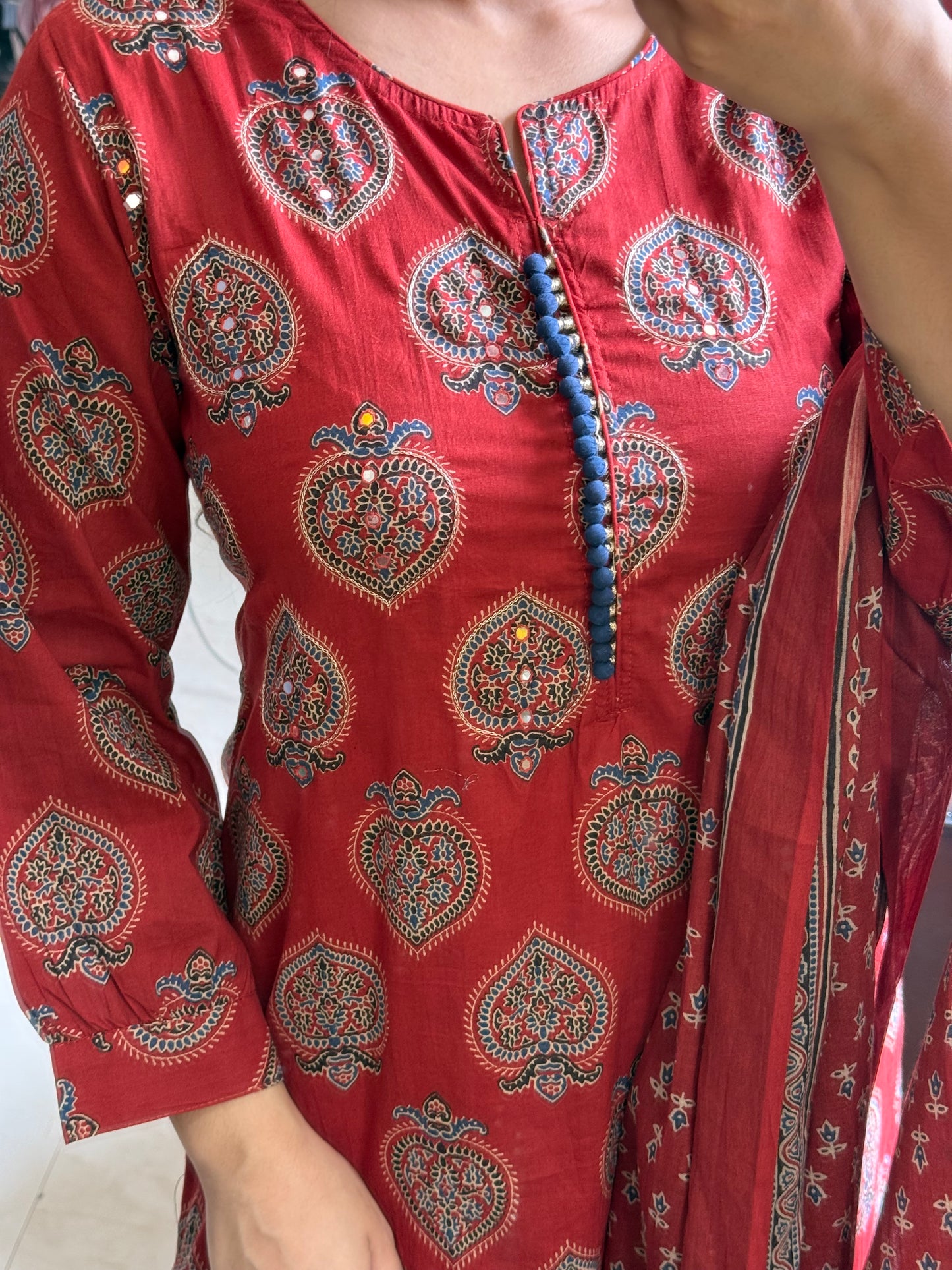 Pure cotton anaar ajrakh print suit set