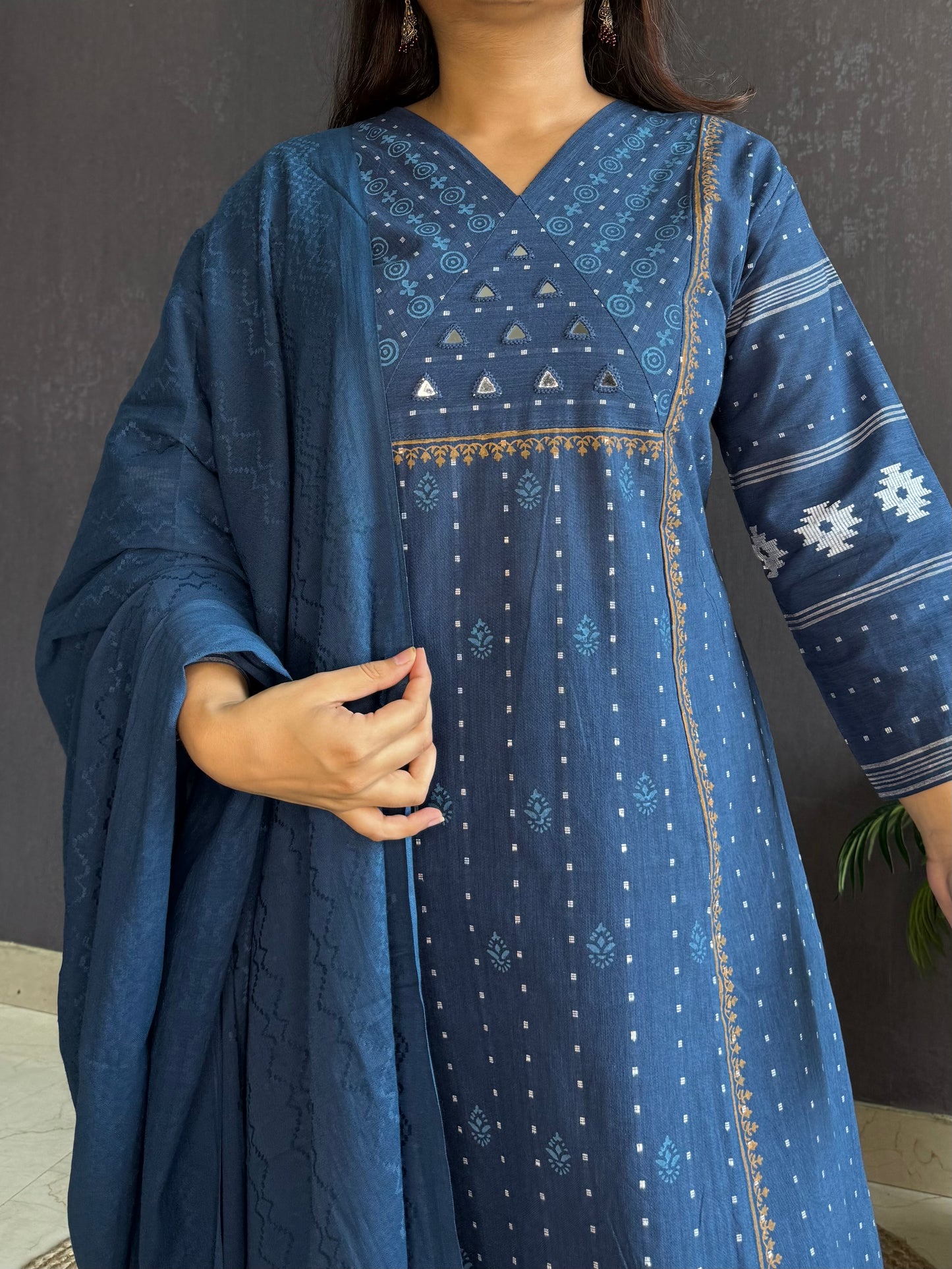 Jamdani Mirror cotton A line suit set