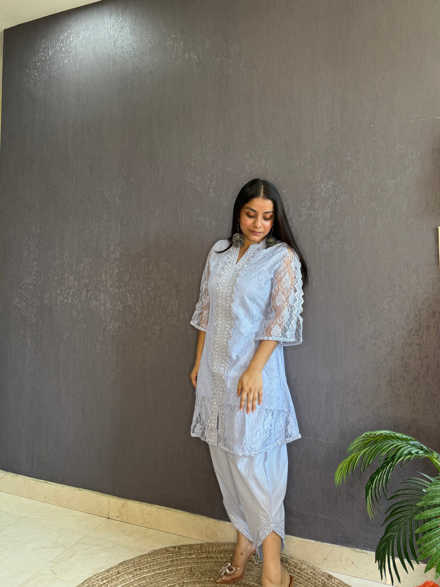 Pure cotton lace work coord
