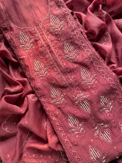 Luxurious Mul chanderi lucknowi handwork suit