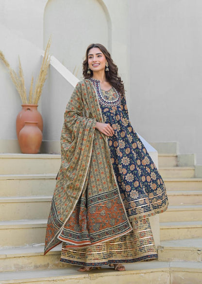 Pure cotton gota double Anarkali