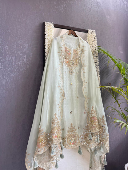 Luxurious Gotapatti Dori work Tissue silk suit