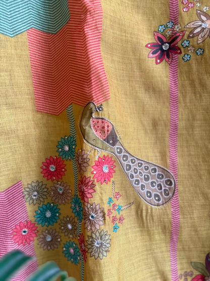 Linen peacock handwork suit