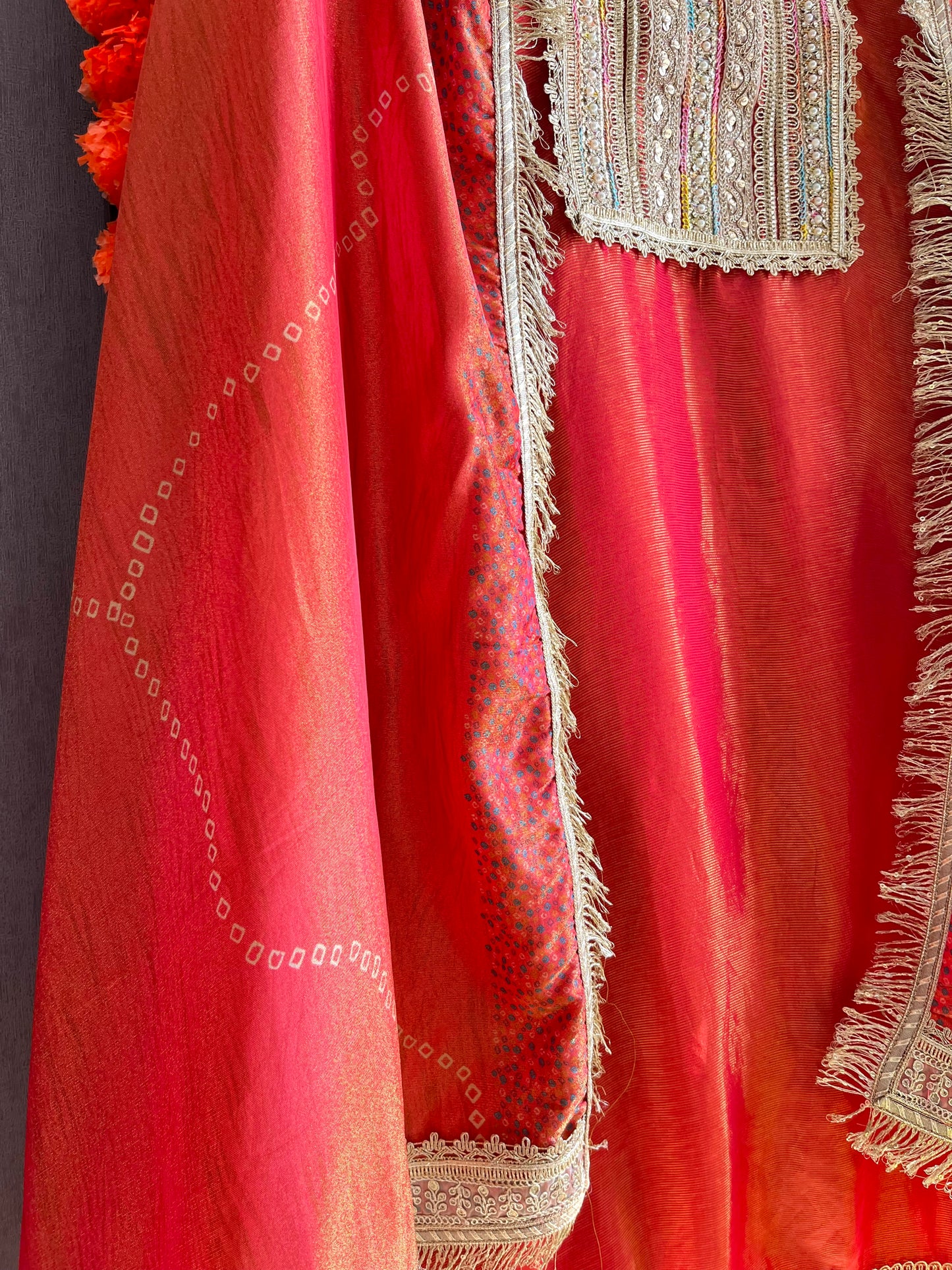 Luxurious zari woven tissue silk suit