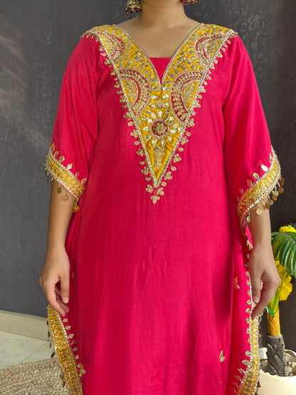 Gotapatti aari work kaftan set