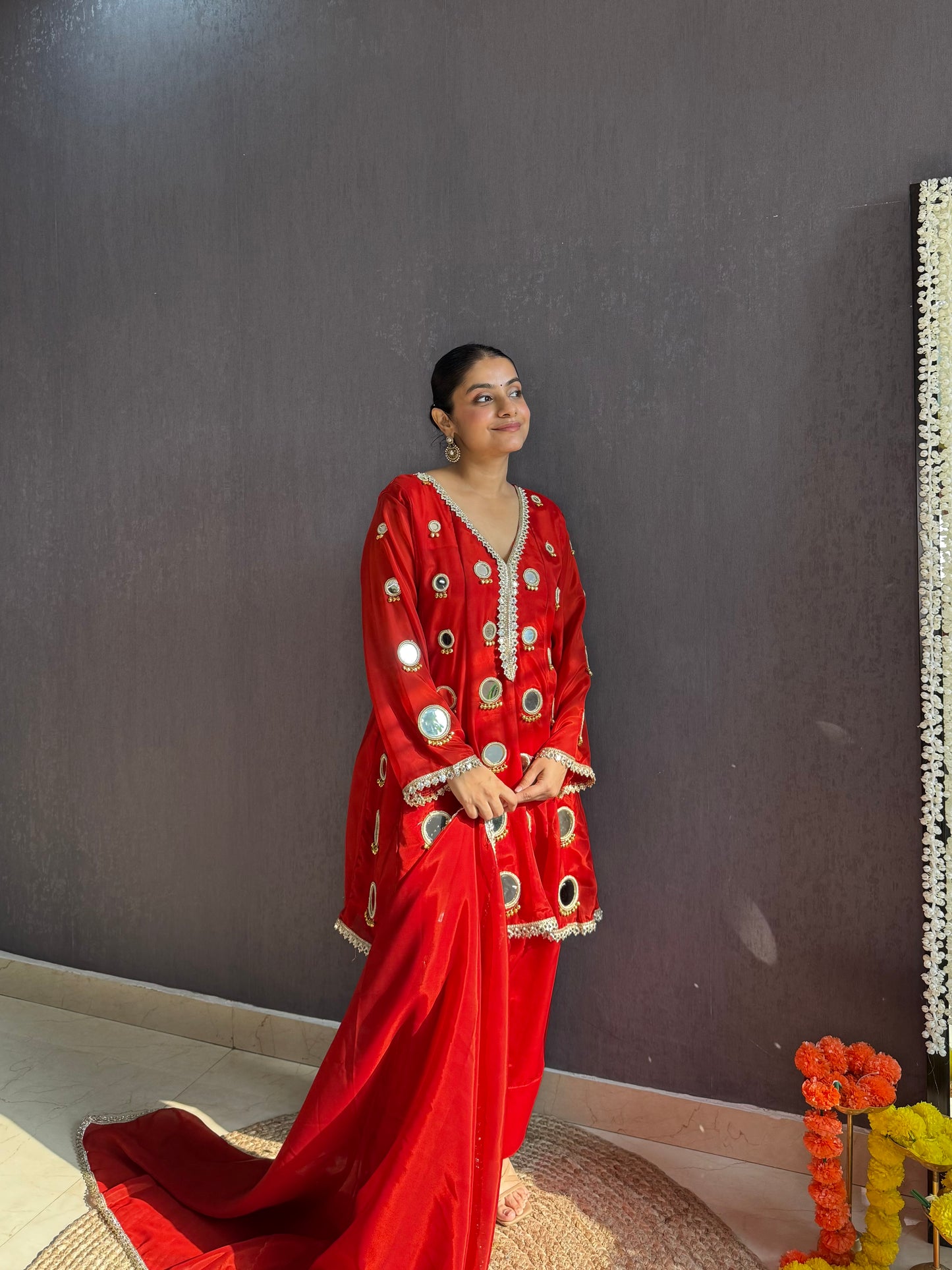 Luxurious mirrorwork farshi salwar set