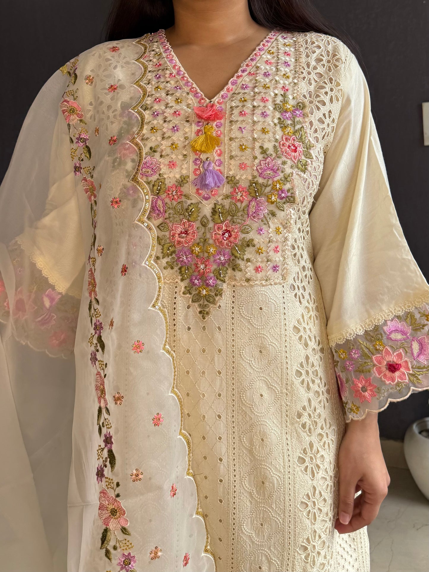 Pakistani schiffili designer suit
