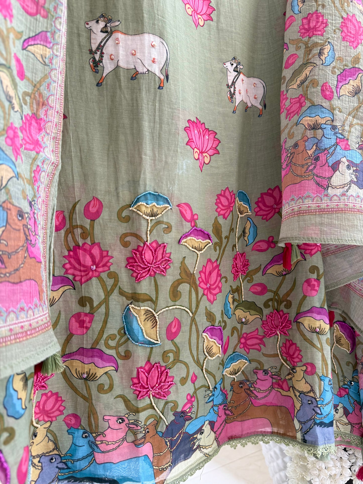 Mulmul cotton pichwai suit