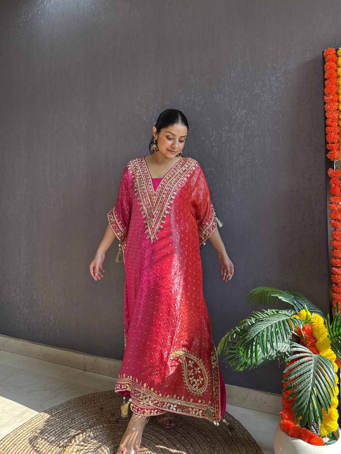 Luxurious ombré kaftan gotapatti set