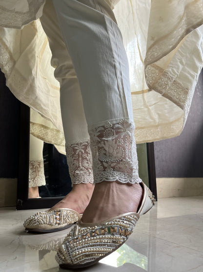 Lucknowi embroidered Cotton lycra pants