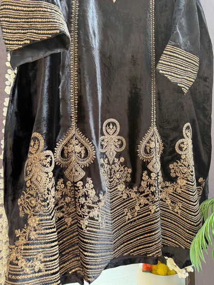 Velvet Marori Aari work Anarkali suit
