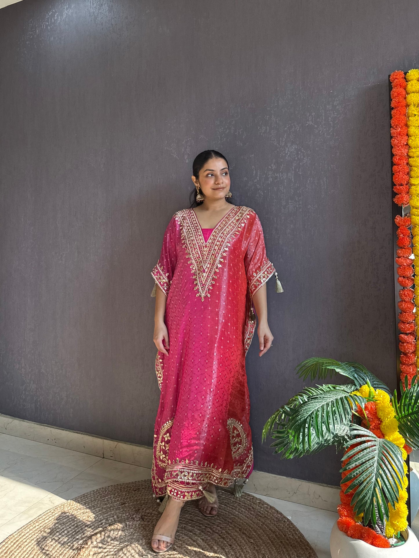 Luxurious ombré kaftan gotapatti set