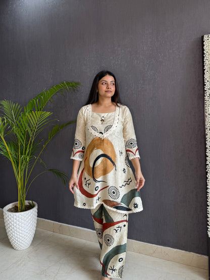 Abstract muslin Coord set