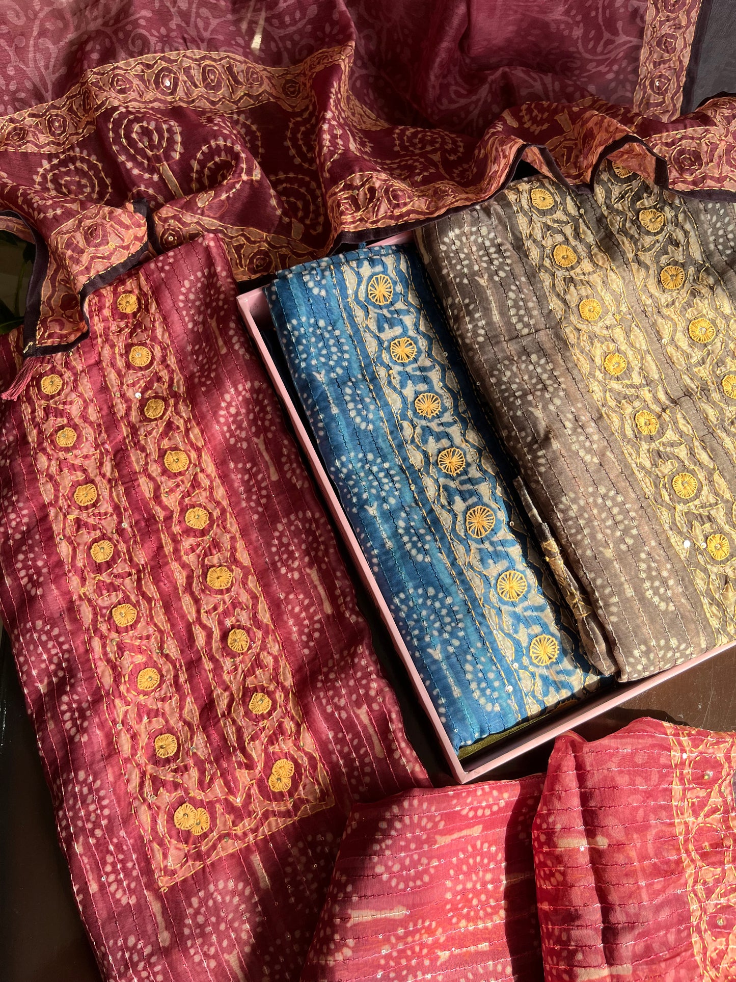Maheshwari Kantha work Unstitched suit