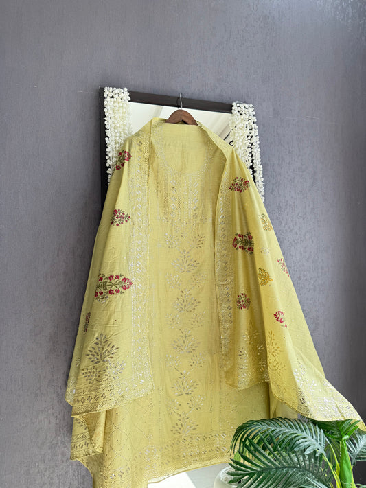 Chanderi mukaish suit