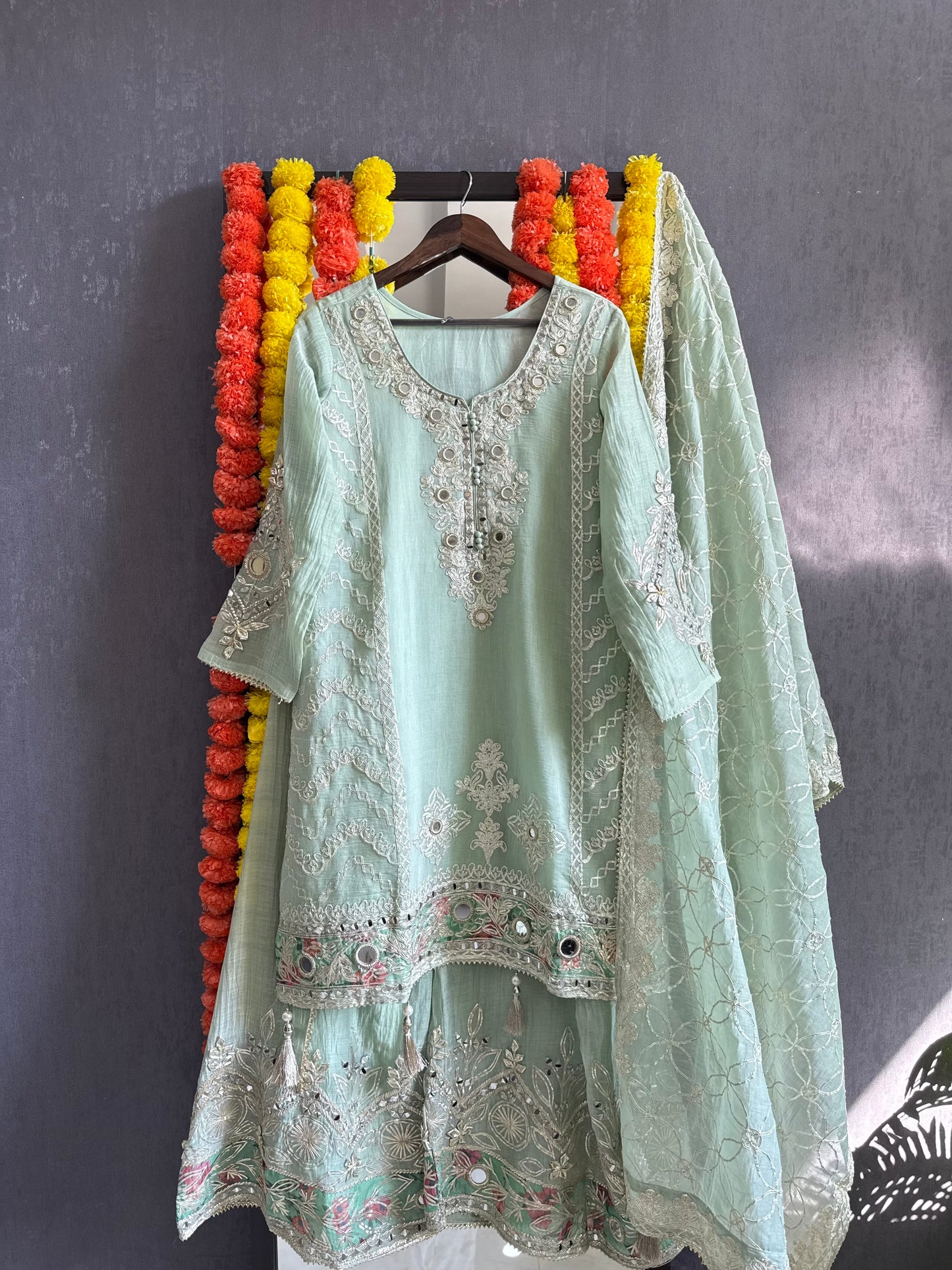 Luxurious mul cotton gotapatti sharara set
